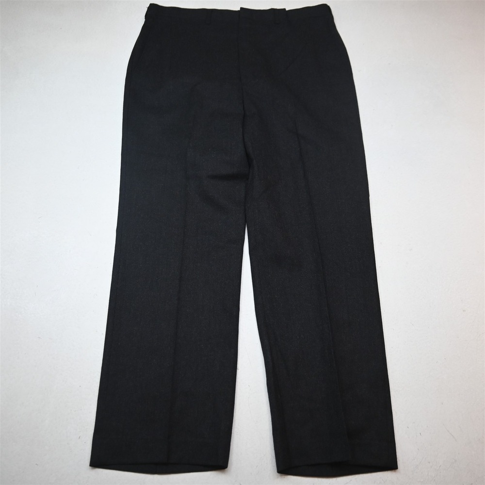 Vtg USA Made 34x30 Charcoal Gray 100% Wool Flannel Classic Dress Mens Pants